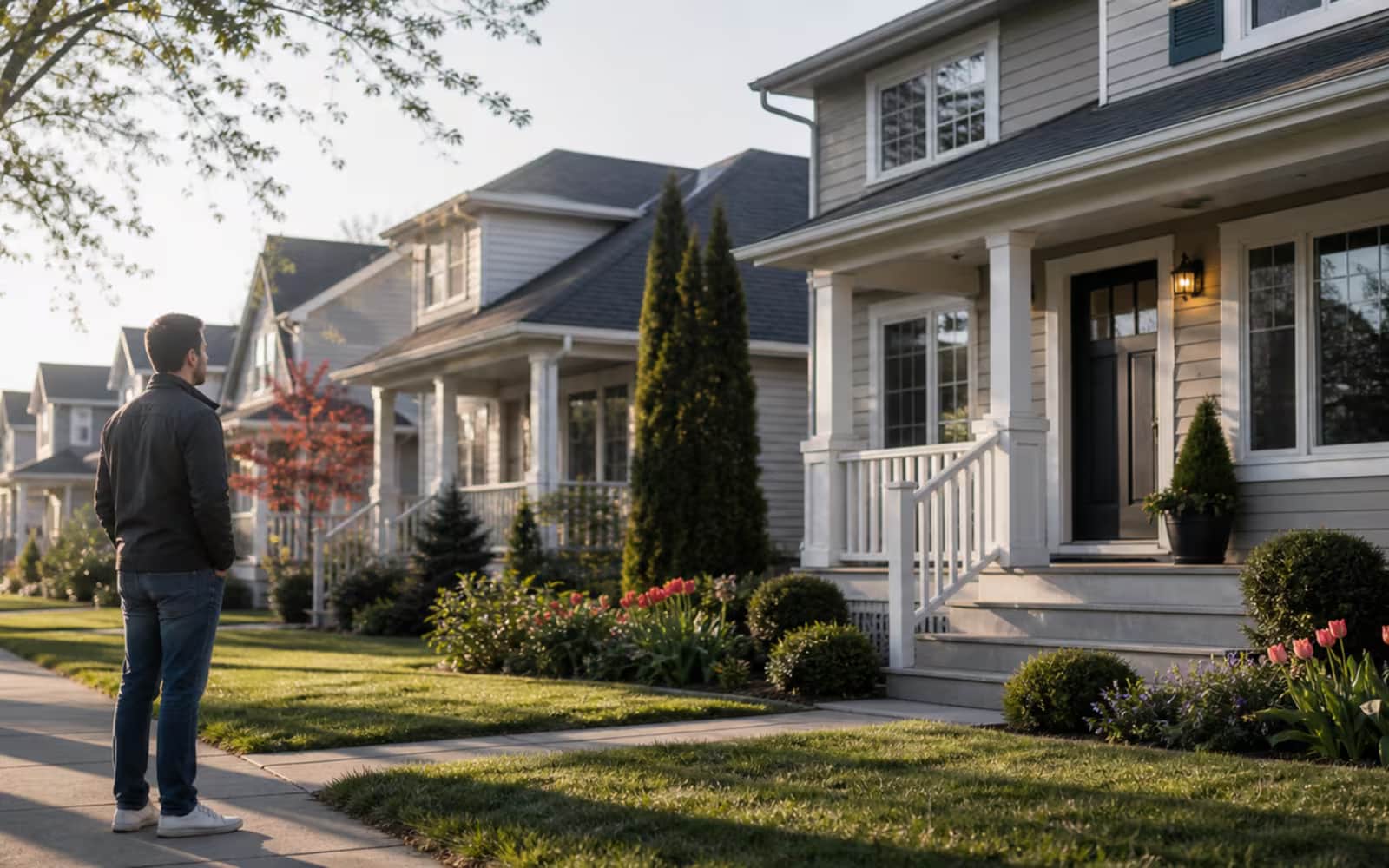 Canadian first-time buyer looking at a modest starter home while comparing insured mortgage options.