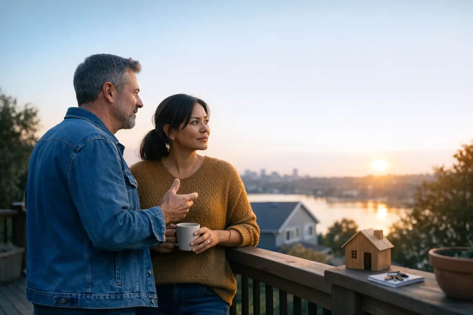 Calm Canadian home exterior at sunset representing home equity planning for debt consolidation.