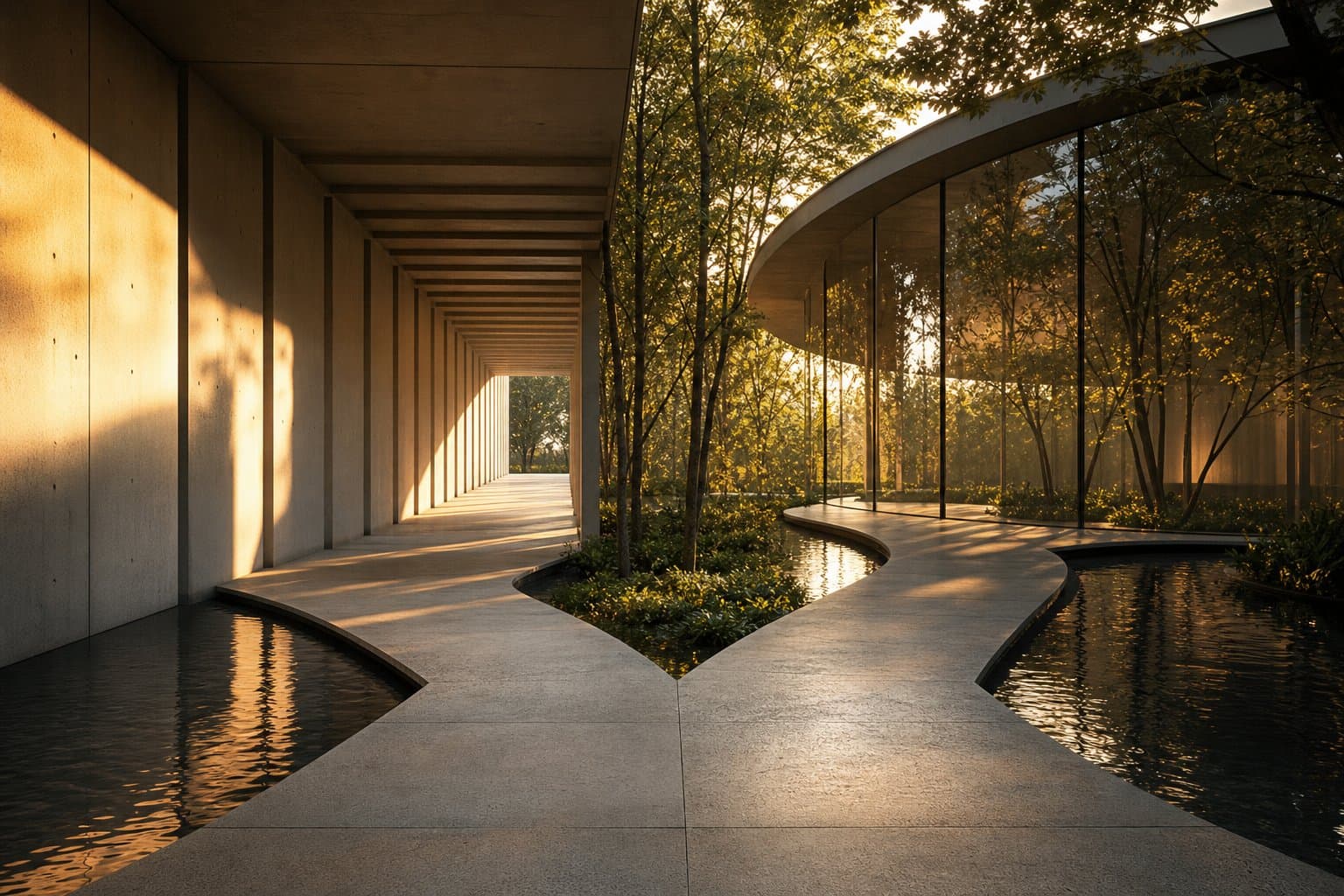 Two architectural paths diverging — one straight and structured representing fixed rates, one dynamic and flowing representing variable rates
