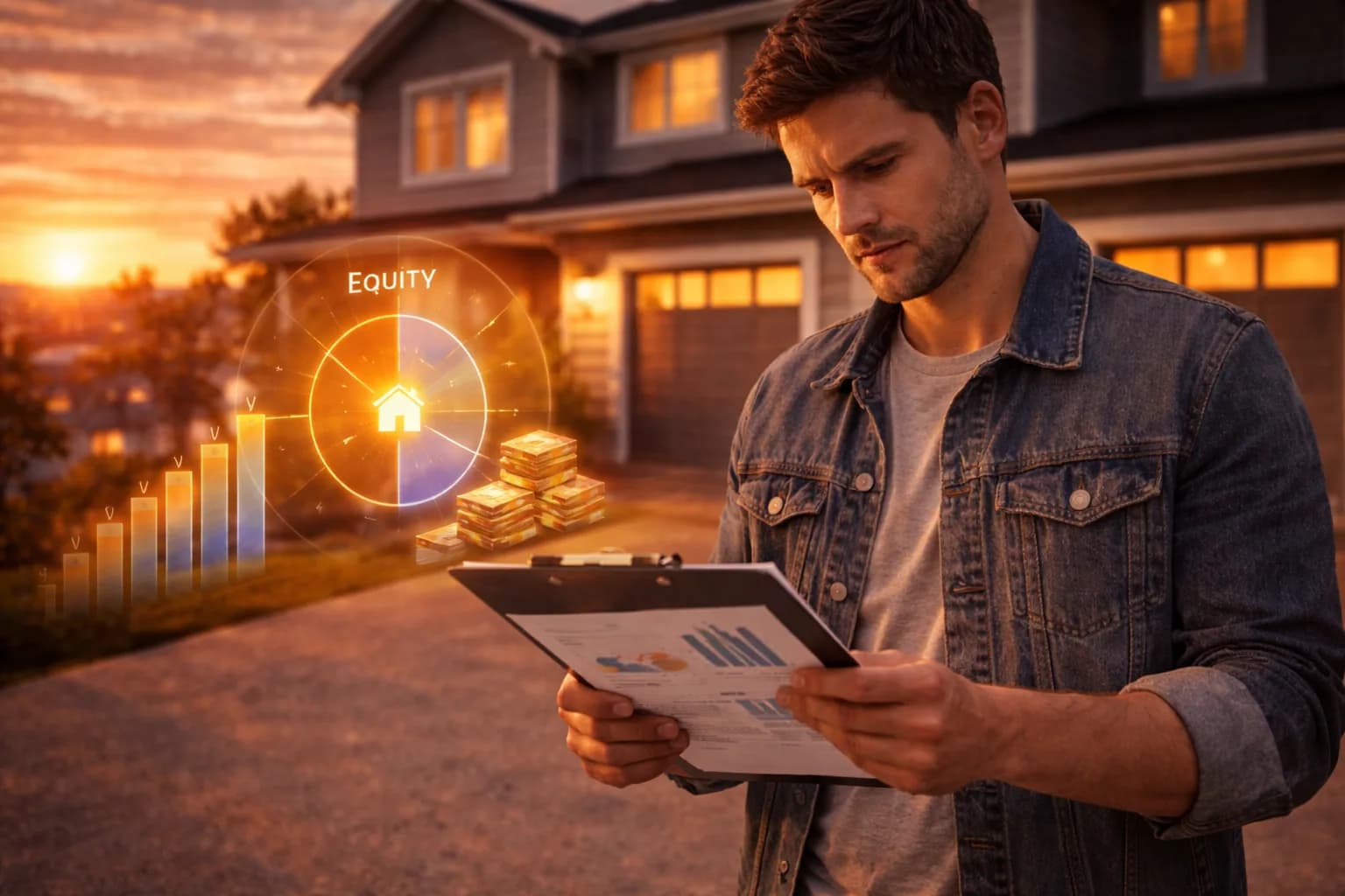 mortgage refinance strategy in Canada with a Canadian home at sunset