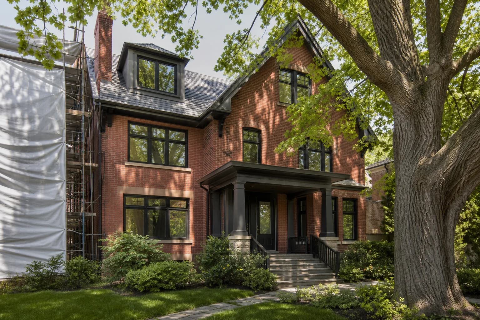 Canadian heritage home undergoing tasteful exterior renovation