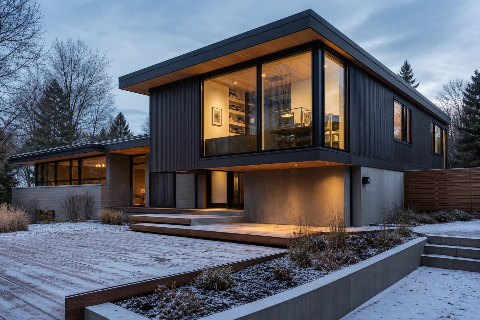 Contemporary Canadian split-level home with large windows and natural light
