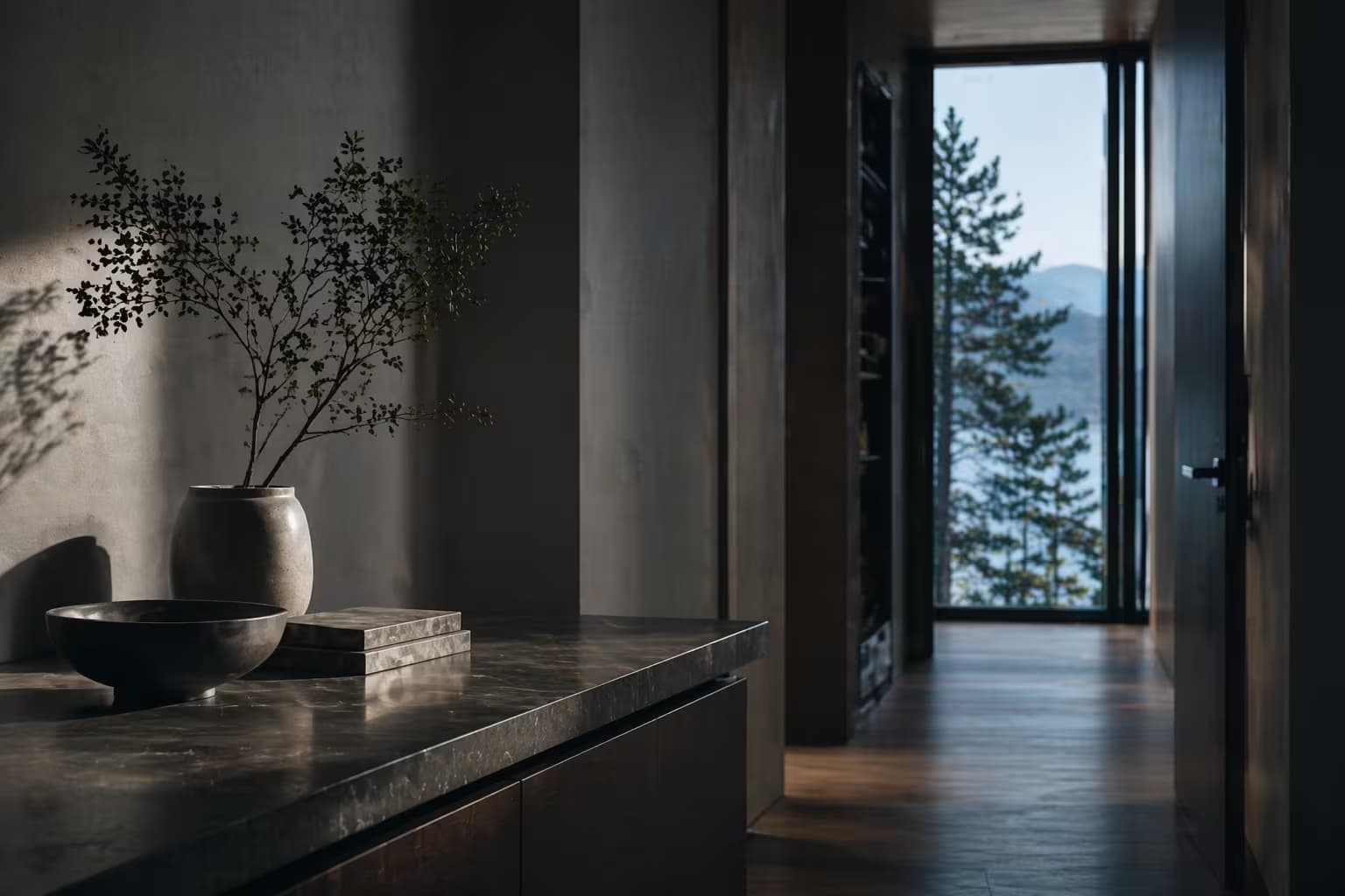 HELOC risk and discipline artwork with composed residential architecture and financial restraint.