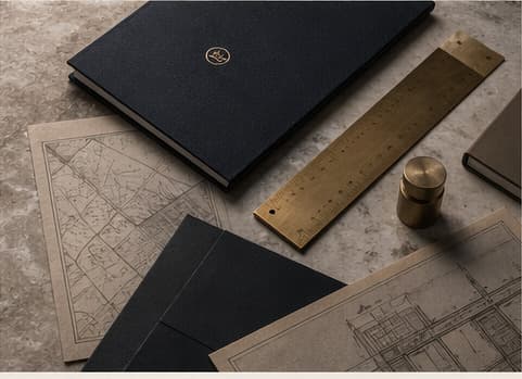 Editorial still life of investment underwriting materials.