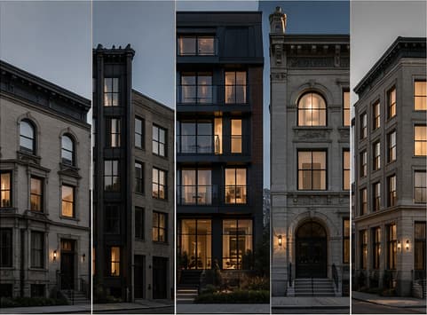 A composed set of urban facades suggesting measured portfolio expansion.