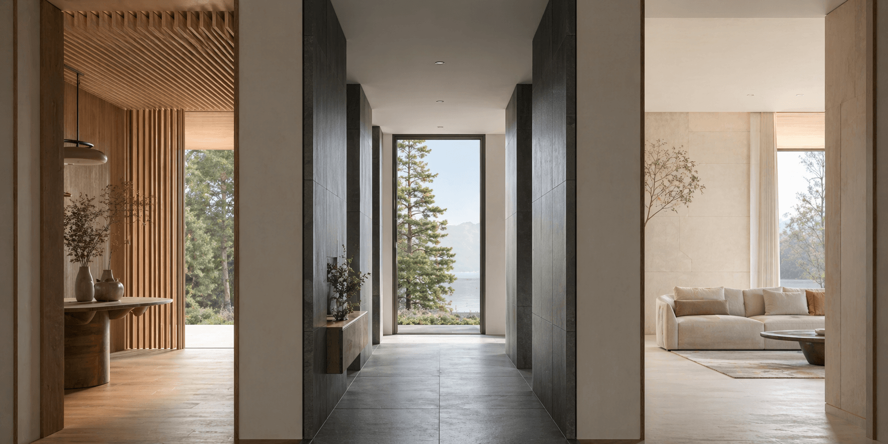 Architectural self-employed mortgage comparison artwork with multiple business income paths.