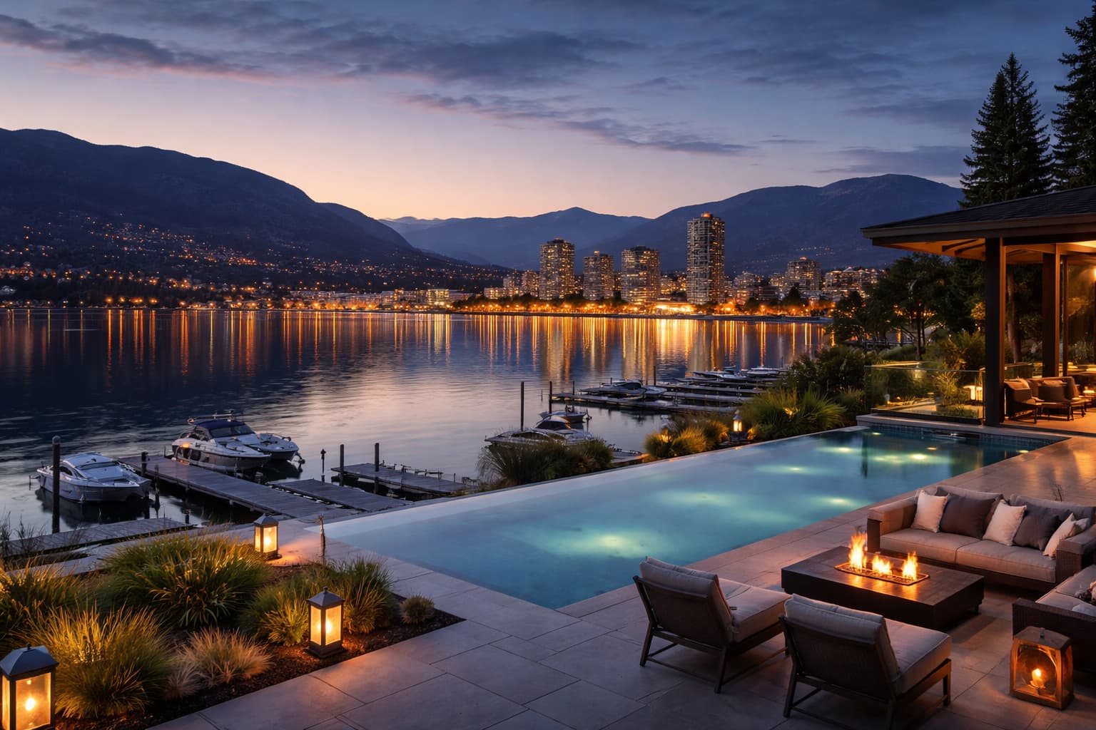 Vernon North Okanagan residential neighbourhood with lake and mountain views