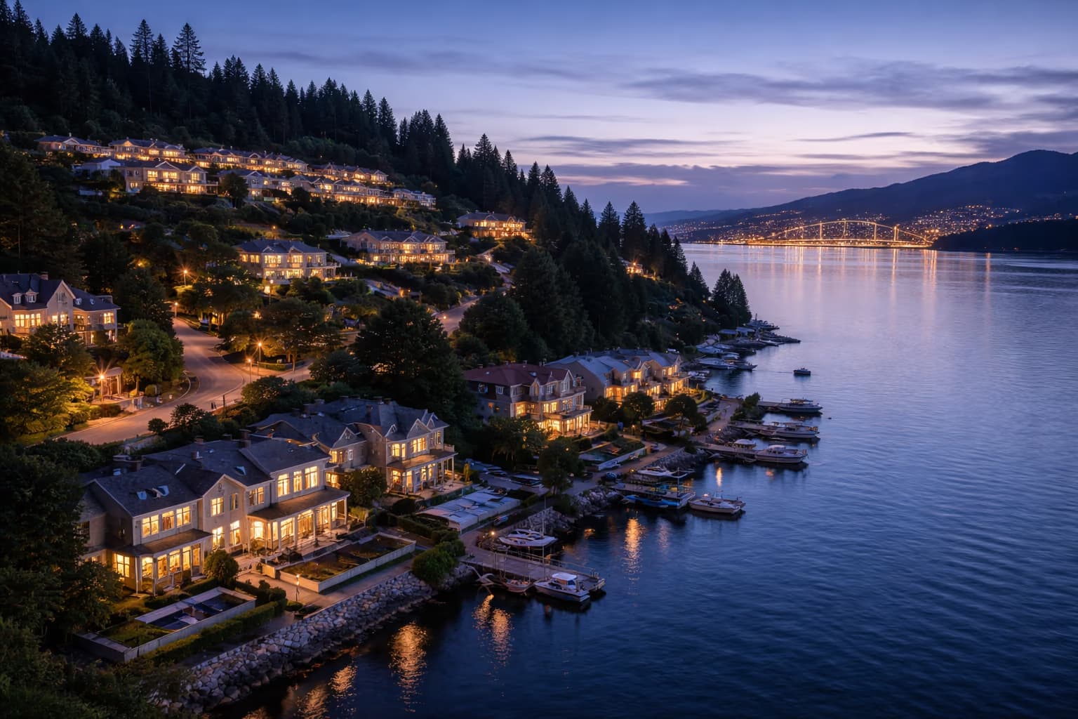 West Vancouver British Properties residential view in evening light