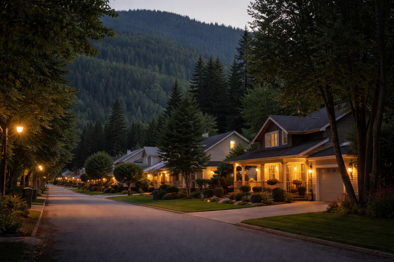 Castlegar quiet residential evening street