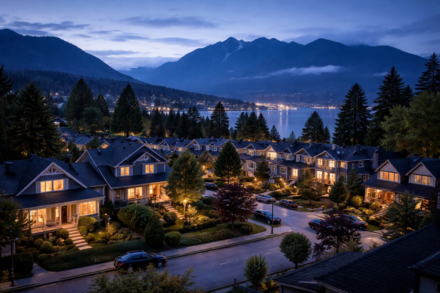 North Vancouver inlet-view neighbourhood planning scene