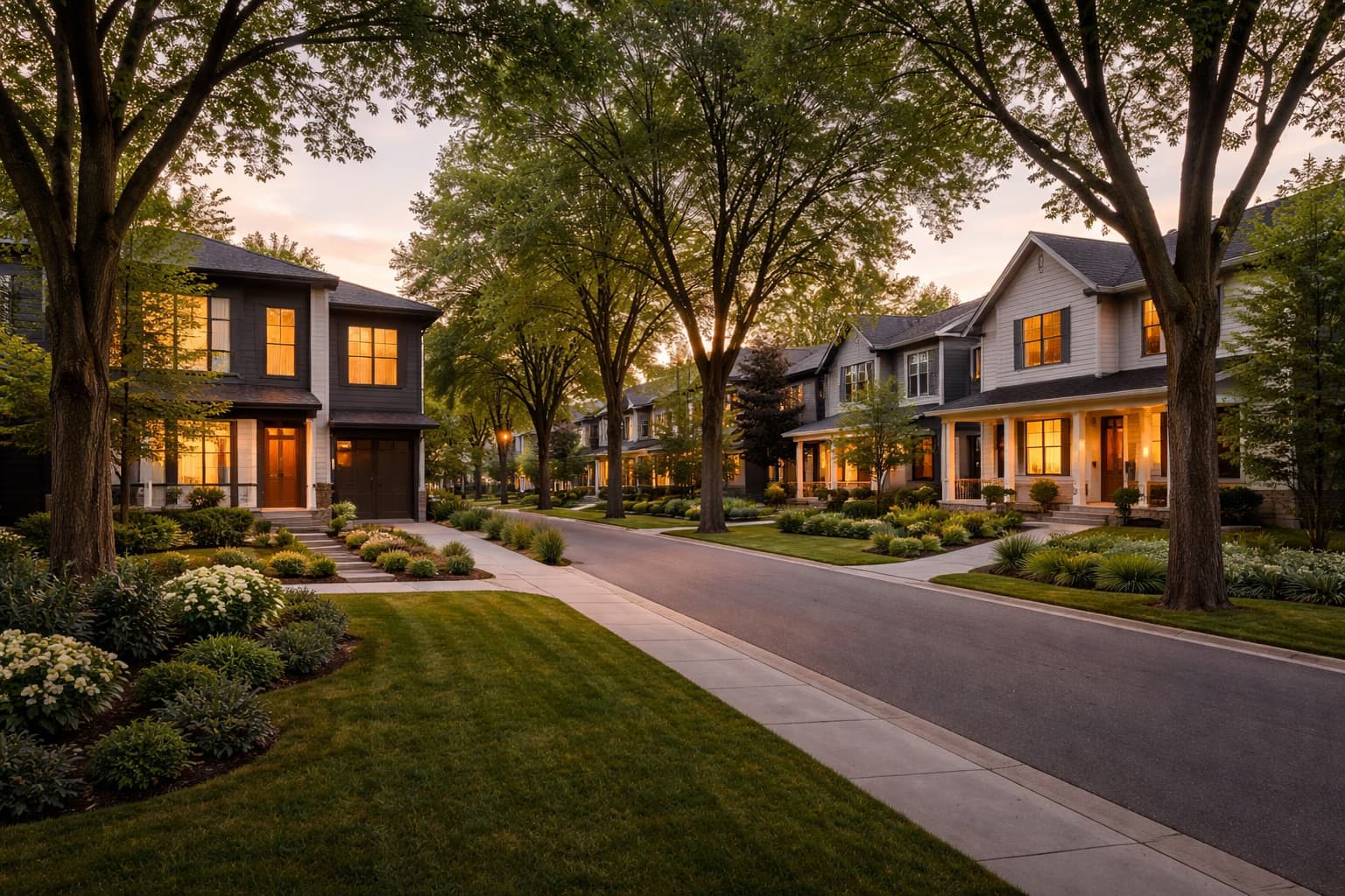Edmonton residential home at evening light