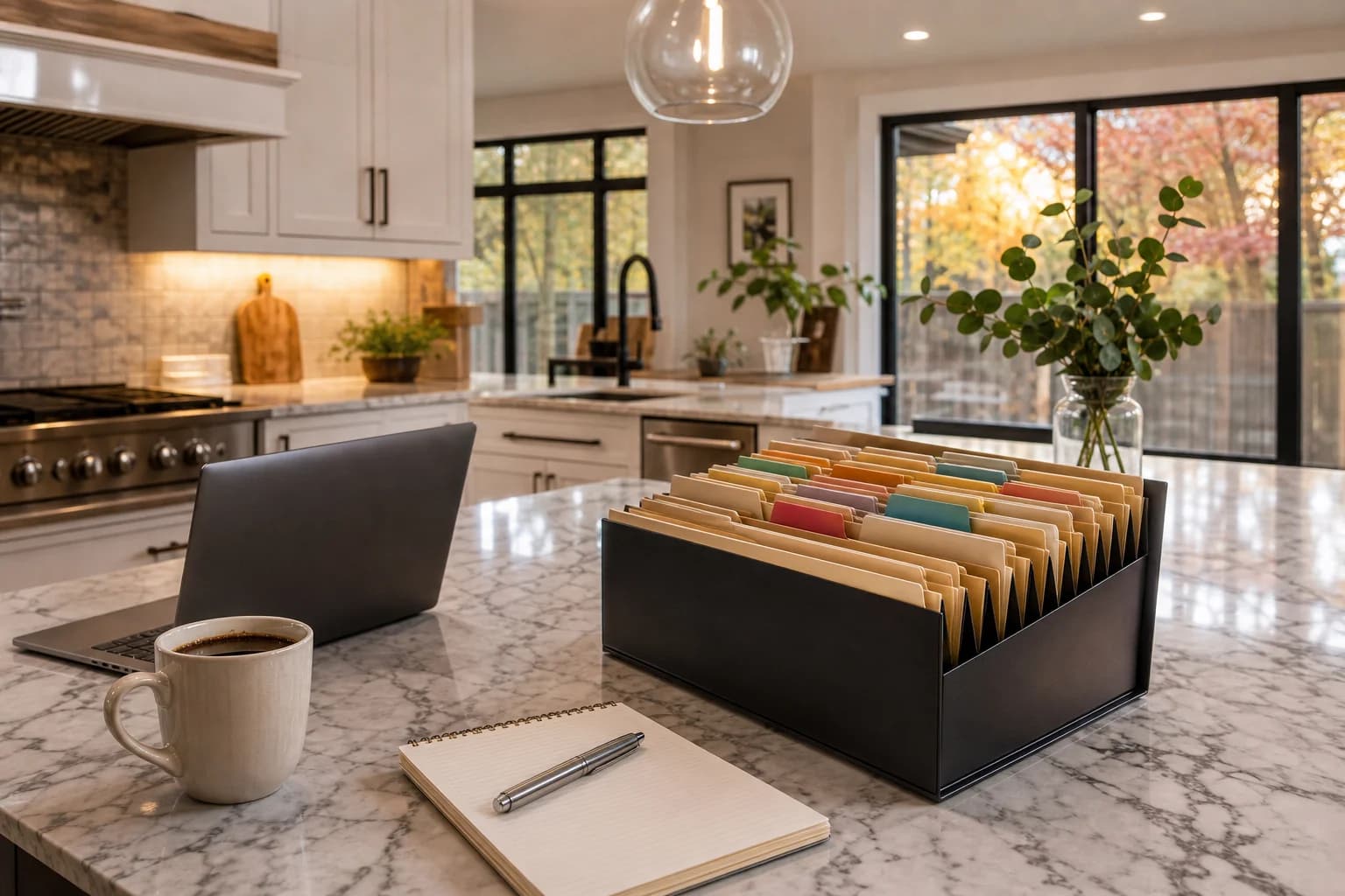 Document organization folder system for mortgage applications — showing categorized document preparation for Canadian borrowers.