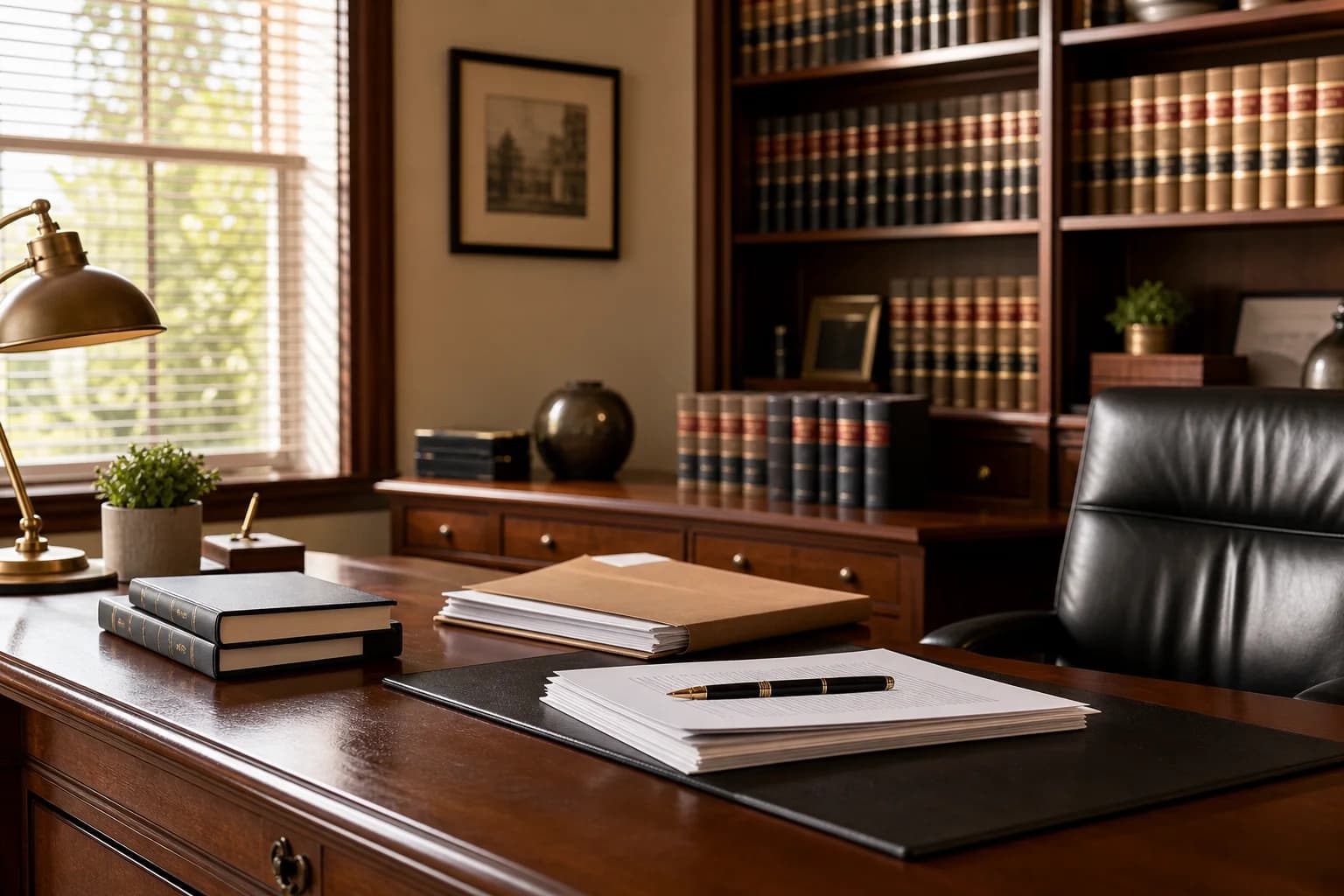 Professional Canadian real estate lawyer's office with legal documents — legal fees and title insurance are the fixed-cost layer of closing costs.