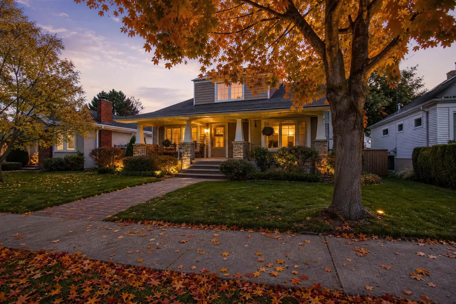 Quiet Canadian residential street at golden hour — representing the calm confidence that comes from understanding your mortgage qualification.