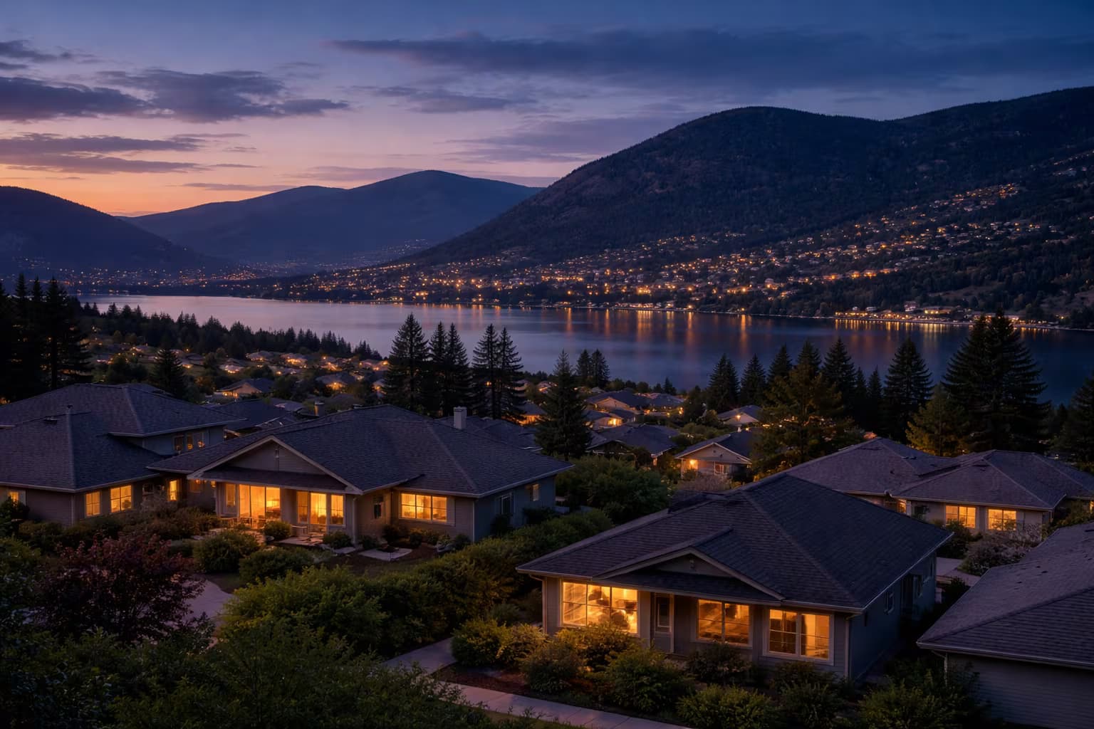 Penticton quiet residential evening street