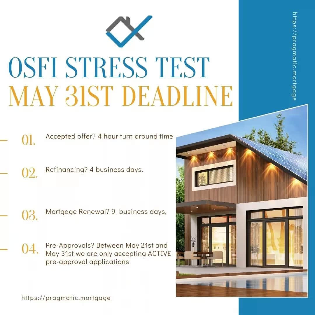 OSFI Stress Test Deadline | May 31st