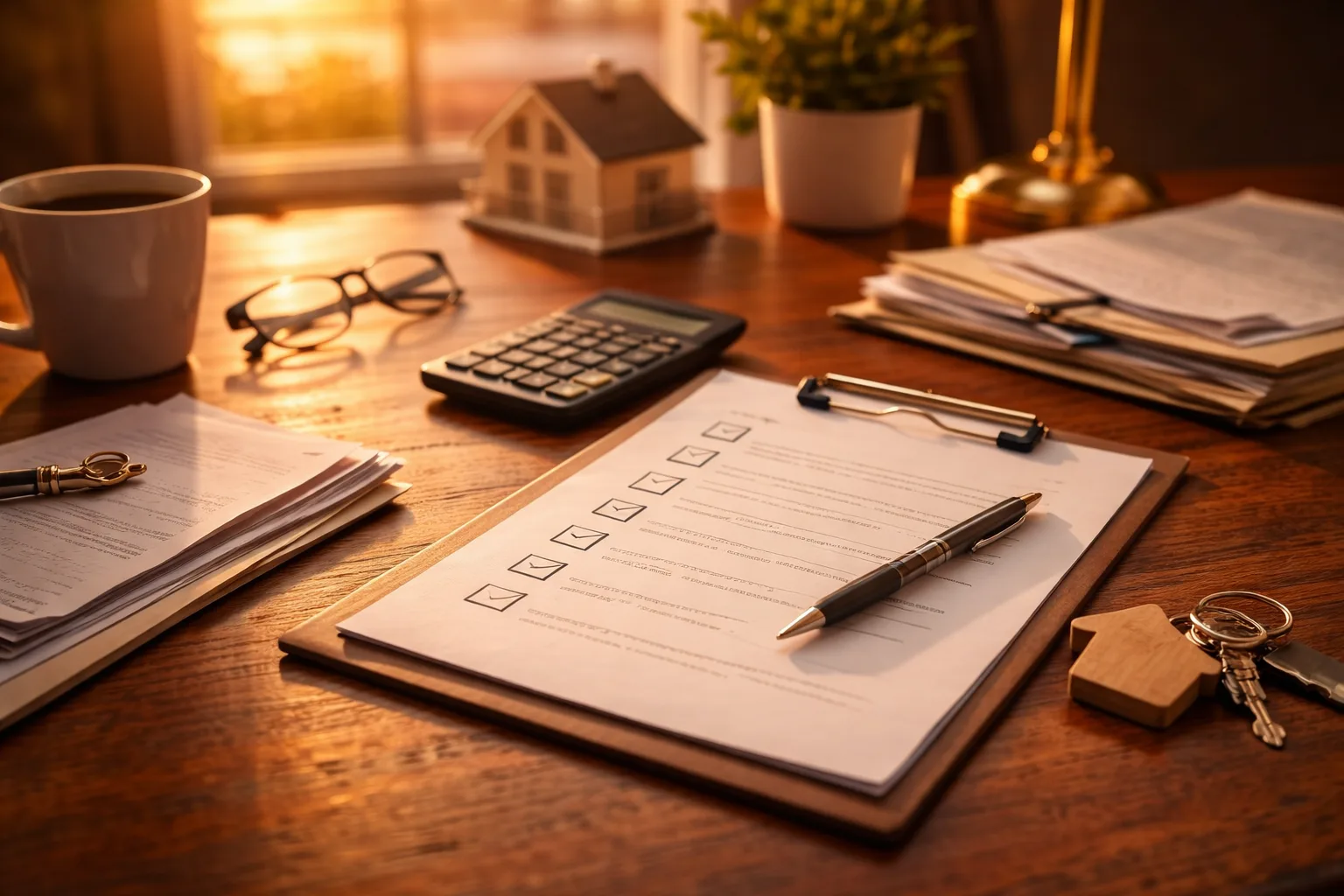 closing costs checklist in Canada with a Canadian home at sunset