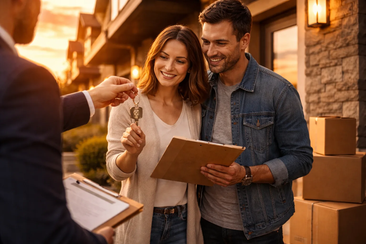 closing costs checklist in Canada documents and calculator in warm sunset light