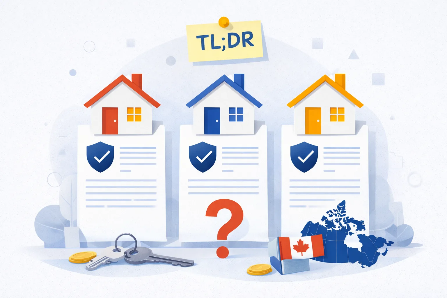 CMHC vs Sagen vs Canada Guaranty comparison in Canada documents and calculator in warm sunset light