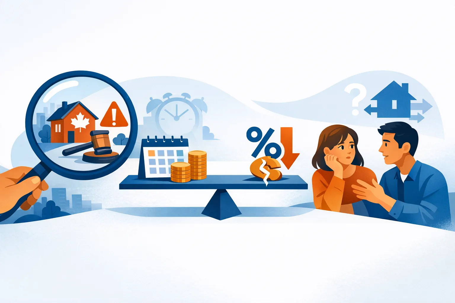 mortgage penalties and IRD in Canada documents and calculator in warm sunset light