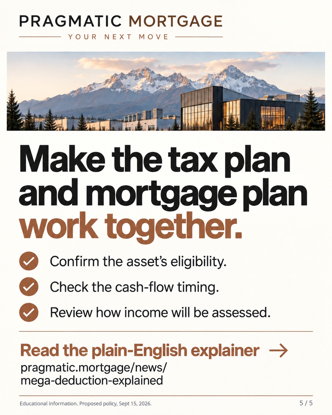 Three planning questions: confirm asset eligibility, check cash-flow timing and review how income will be assessed.