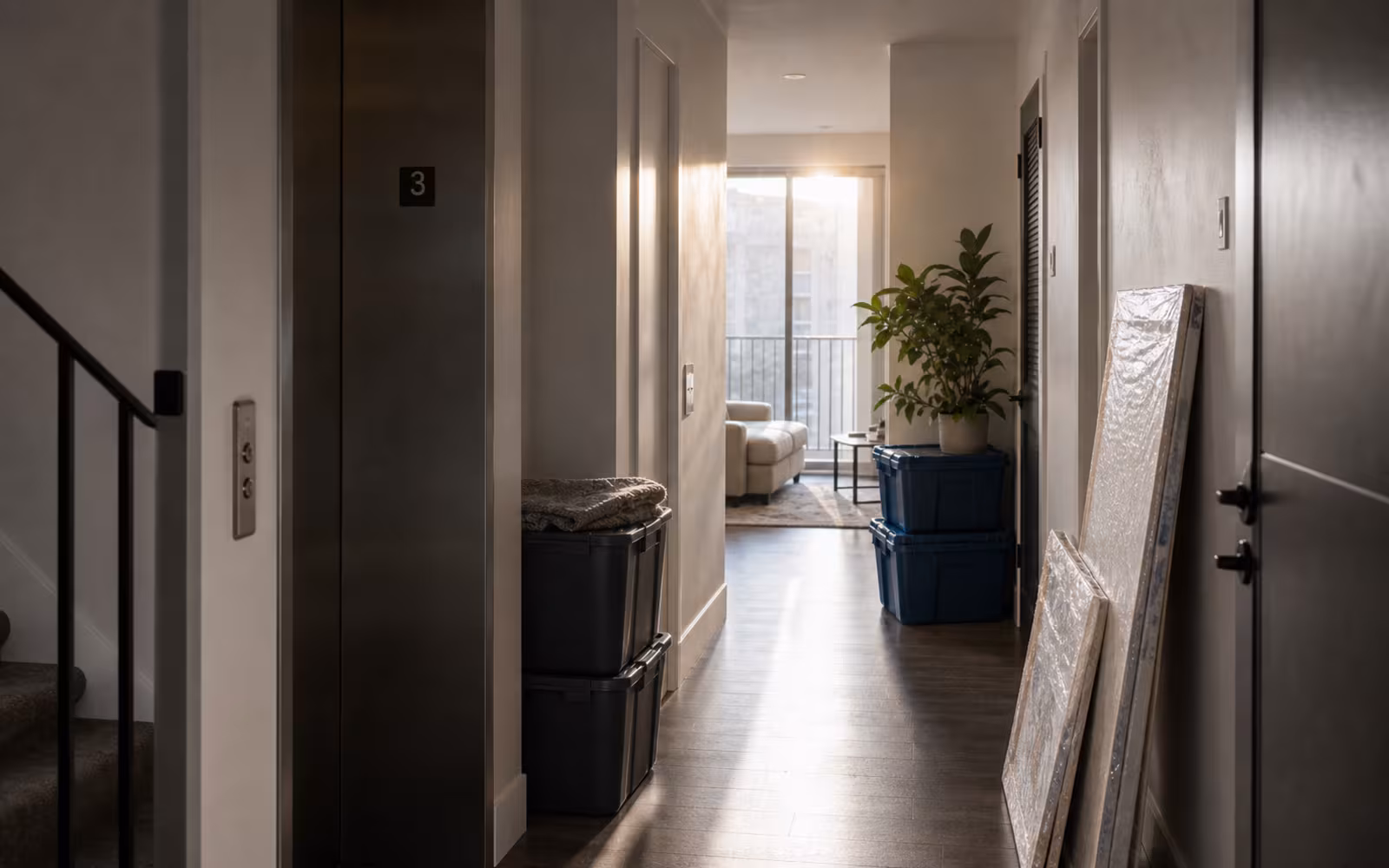 Canadian condo hallway during a tight move representing bridge financing for overlapping closing dates.