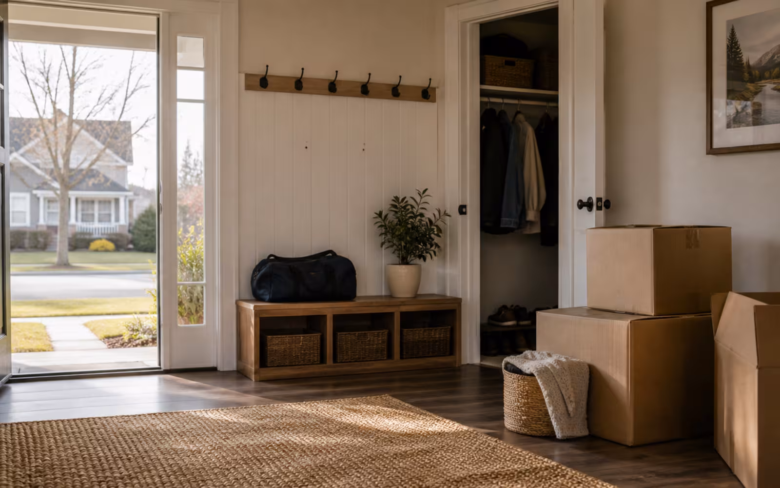 Canadian home entry prepared for a move, representing fixed mortgage early-break risk.