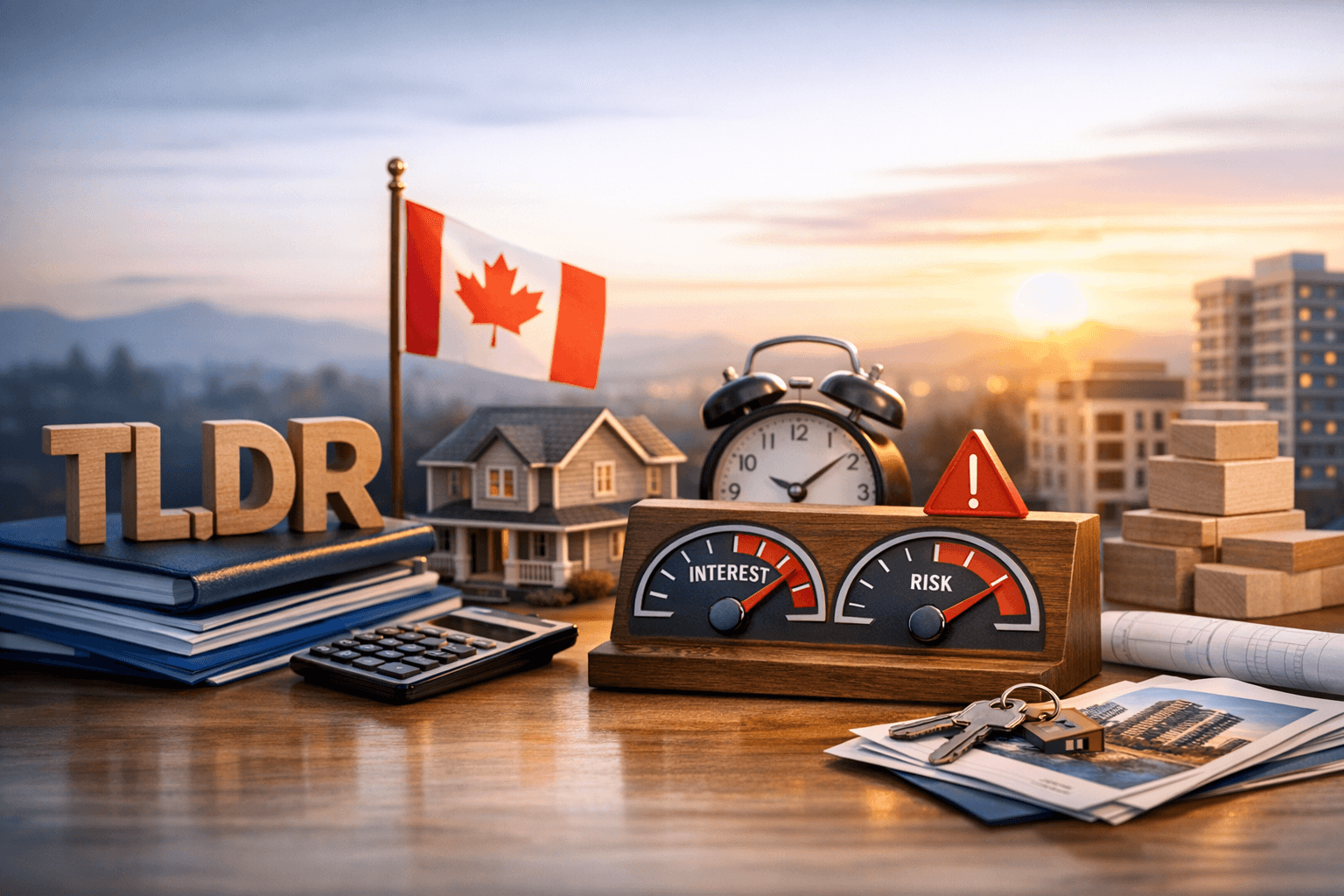 Mortgage payment risk dashboard on a laptop at sunset showing cash-flow planning