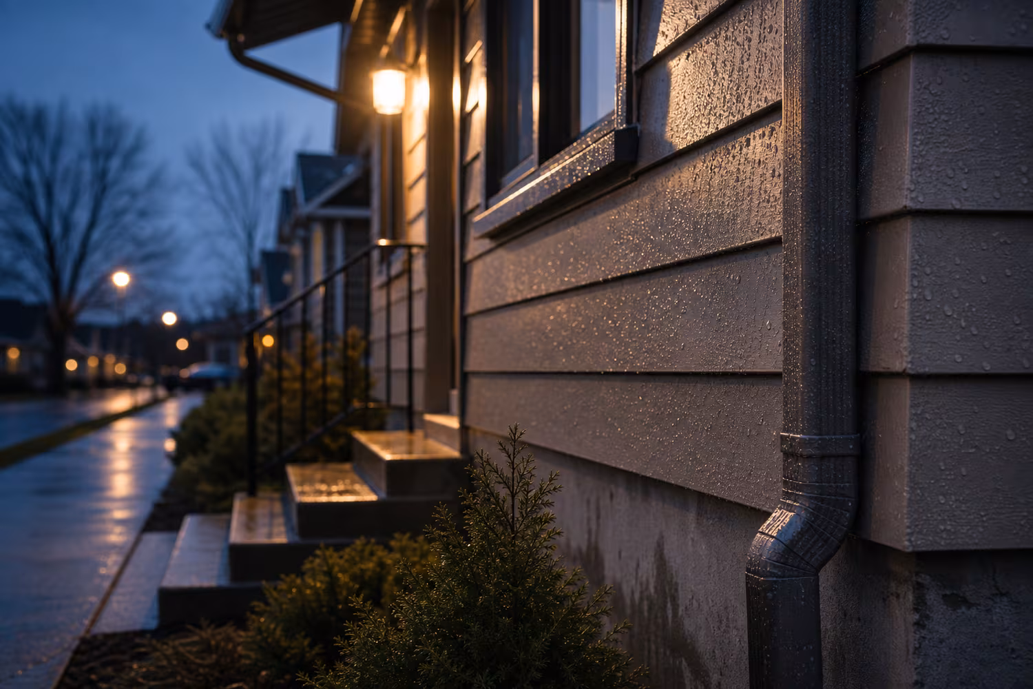 Rain on a Canadian home exterior representing private mortgage costs that need to be priced clearly.