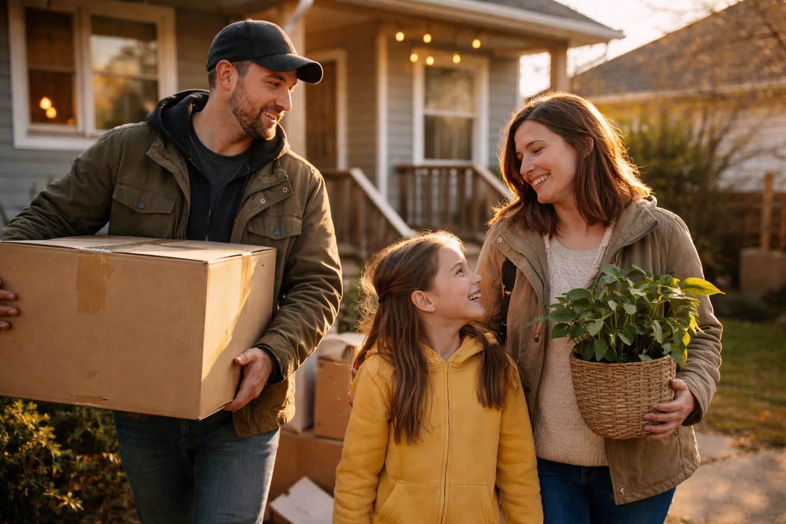 Canadian family preparing for moving day with home purchase timeline in mind