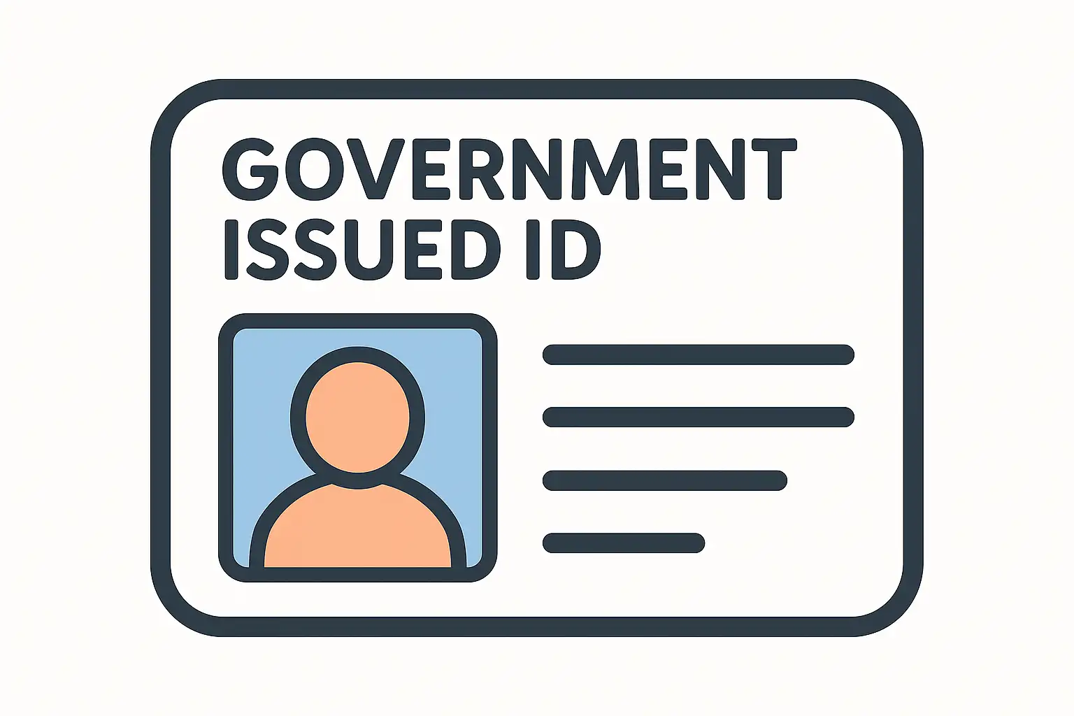Icon showing government-issued ID required for deposit financing approval