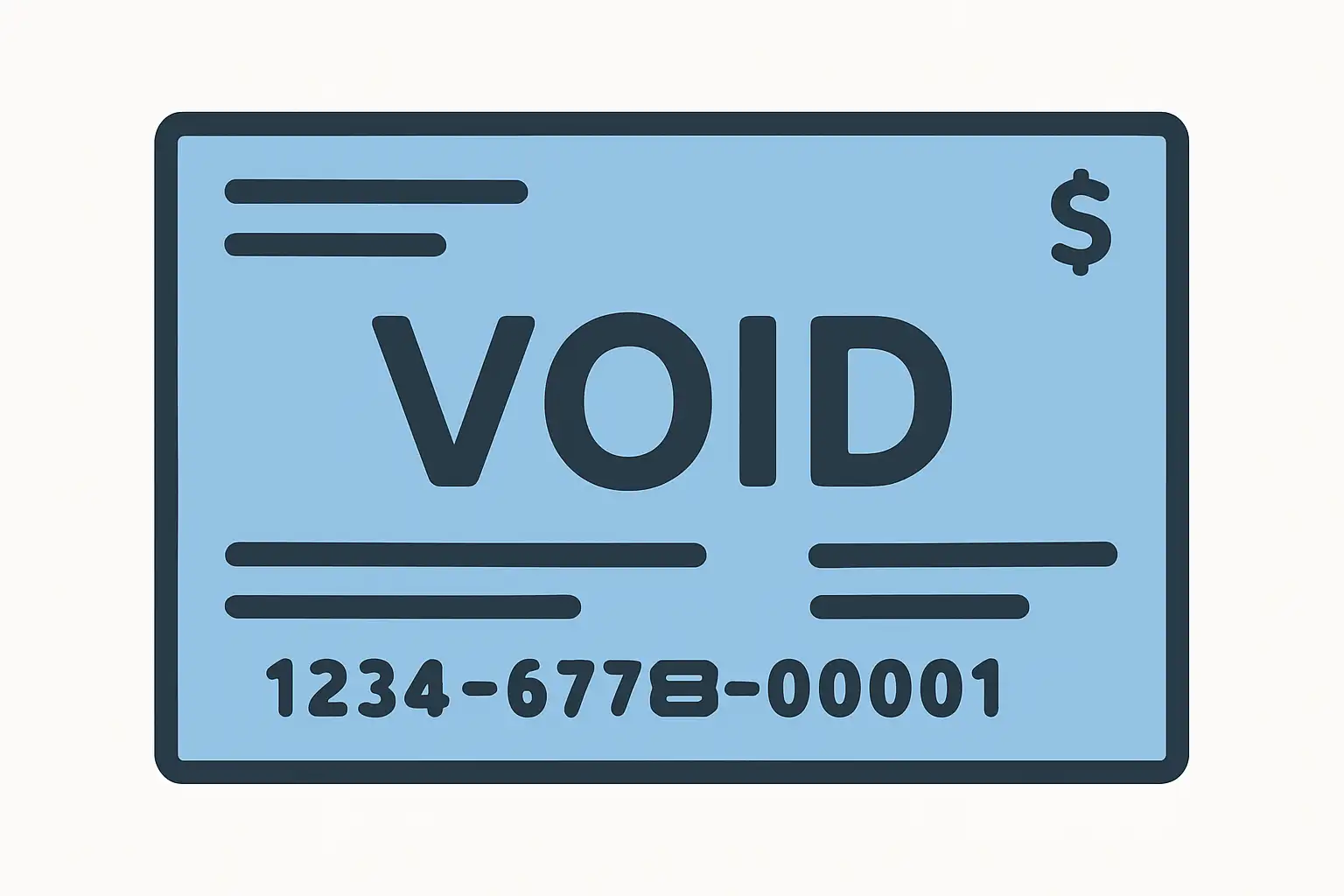 Flat icon of a void cheque used for deposit loan direct deposit setup